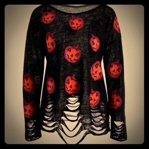 Ripped Jackolantern Knit Sweater